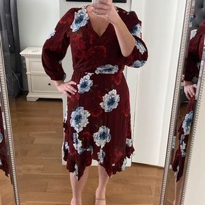 Burgundy floral Anthropologie dress